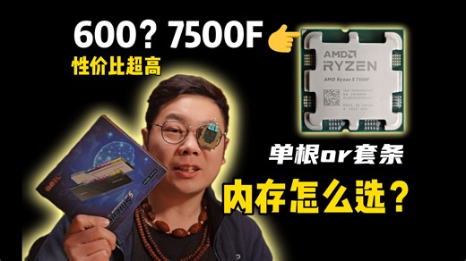 7500F跌入史低！只要不到600！怎么搭配性价比高？单根内存和套条差距大吗？颗粒怎么选？【轻兵】