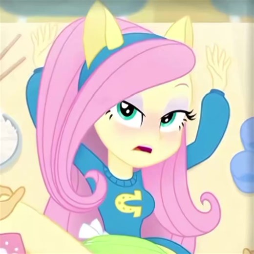 Fluttershy is one of the main characters in the My Little Pony: Equestria Girls series and represents the human counterpart of the Pegasus Fluttershy from Equestria. She is a student at Canterlot High School and a member of the group known as the Humane Six, where she embodies the Element of Kindness. Fluttershy is characterized by her extremely gentle, shy, and soft-spoken nature. She tends to avoid confrontation and prefers peaceful solutions to problems, often speaking quietly and showing hes