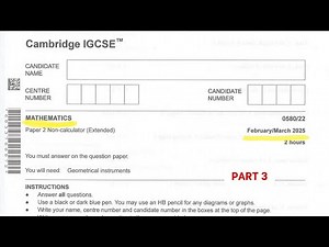 IGCSE Maths Past Paper – Full Step-by-Step Solution Part 3