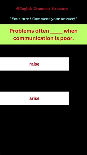English Grammar Practice | Arise vs Raise Explained | English Grammar | #english #quiz #shorts