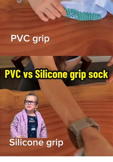 PVC vs Silicone grips: ➡️PVC grips are made from a harder plastic (typically needing plasticizers to stay soft flexible) that can feel good at first, but after sweat, heat, and a few washes, they start to harden and lose their stick- more sliding around. ➡️Silicone is naturally soft and rubbery, so it stays grippy, flexible, and “sticky” wash after wash, which is exactly what you want when you’re on the reformer, mat, or moving fast. 💨 #gripsocks #pilatessocks #stickysocks #pilates #barre