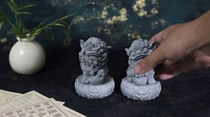 Foo Dogs Statues Pair, Chinese Guardian Lions, Feng Shui Lions, Fish Tank Aquarium Decorations, Home Office Tabletop Decor for Wealth, Success, and Good Luck