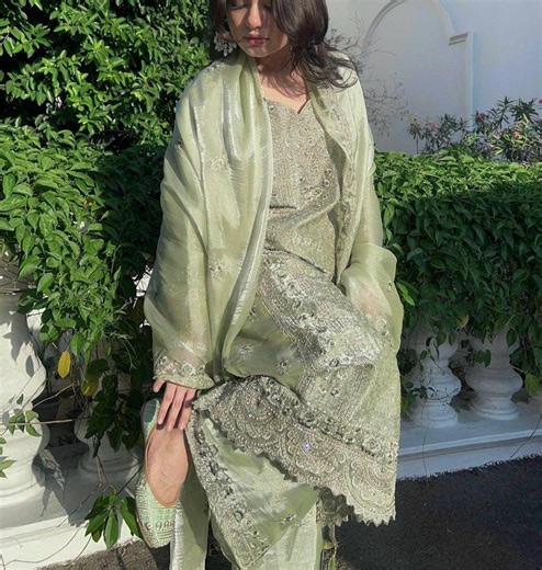 Embroidered Kurti Palazzo Dupatta Set: Zari, Thread, Sequins Work - Etsy