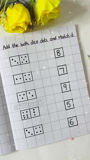 Fun Dice Addition Activity! 🎲✨Kids will love this engaging math worksheet where they count the dots on dice, add them up, and match with the correct number! A great way to boost number recognition and early math skills.#DiceMath #AdditionFun #EarlyLearning #KidsActivities #PreschoolMath #Homeschooling #KittuzWorld | Renu Bala