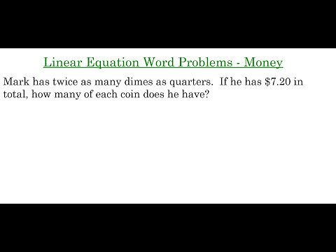 Linear Equation Word Problems - Money