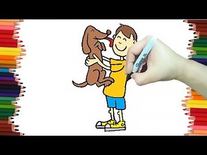 How to draw easily a DOG LICKING ITS OWNER Step by Step