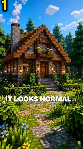 This Minecraft House Has a SECRET Underground Base 🤯🔥 #minecraft #minecraftshorts #minecraftbuilds