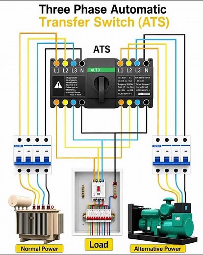 Three Phase Automatic Transfer Switch (ATS) Wiring Diagram | Complete Connection Guide