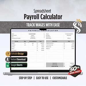 Payroll Calculator Template | Google Sheets | Employee Salary and Tax Calculation Tool | Digital Download - Etsy