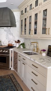 32K views · 10K reactions | On the theme of using every inch…we had a weird gap on both sides of the range due to the angled corner. Our solution was to add a built in cutting board to use up those inches and give a nice little pop of contrasting wood as well. The 24” wide cabinets posed a challenge as well, but breaking them up into smaller verticals worked really well!! Do you have a narrow spot in your kitchen that could use this? | Studio Dearborn | Facebook