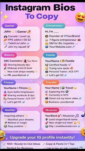 🚀🚀 100+ Instagram Bio Ideas (Copy & Paste) + Free Generator [2026]