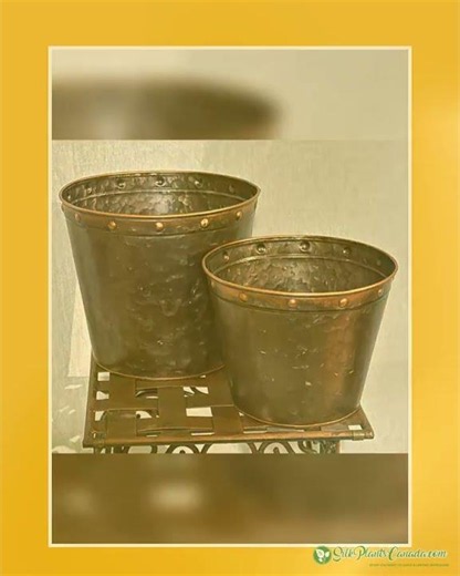 Set of 2 Round Hammered Copper Containers for Home or Office