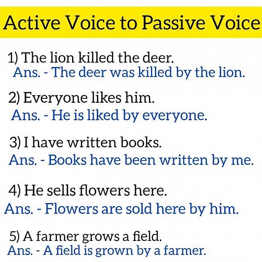active voice to passive voice examples