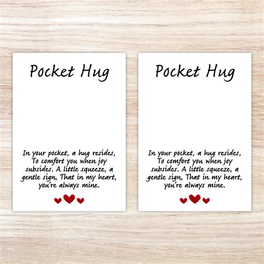 Printable Pocket Hug Cards, Pocket Hug Heart Cards, Pocket Hug Poem Card, Pocket Hug Printable, Digital/instant Download - Etsy