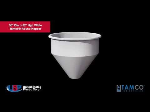 3D - 36" Dia. x 33" H White Tamco® Round Hopper | U.S. Plastic Corporation®