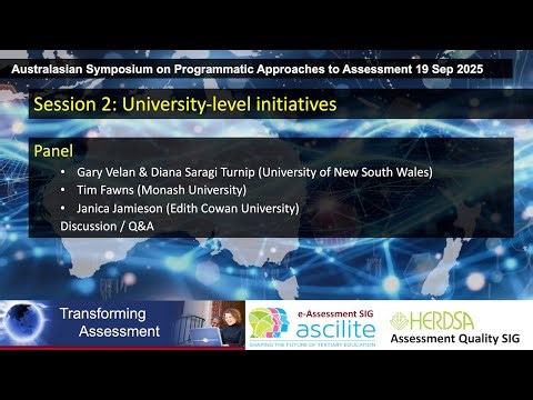 Australasian Symposium on Programmatic Approaches to Assessment: University-level initiatives panel