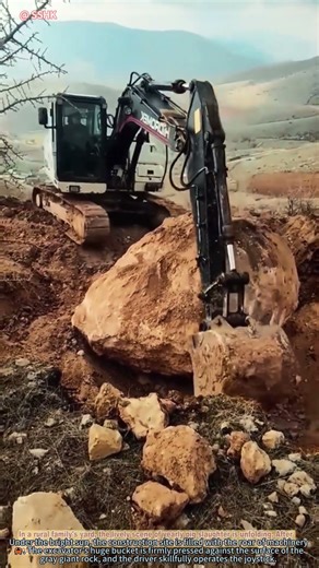 Excavator Fails to Lift Giant Rock Twice! Construction Site Reality 🌾
