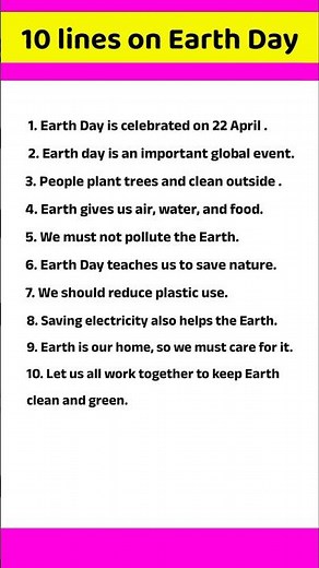 10 lines On earth day for kids - 10 lines essay earth day - earth day 22 April