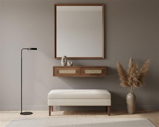 Wall Mounted Floating Console With Drawers : Mid Century Modern Storage Furniture - Etsy