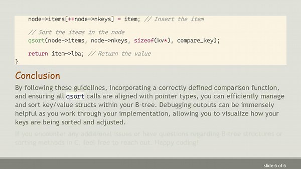 Troubleshooting qsort: Sorting Key/Value Structs in a B-Tree