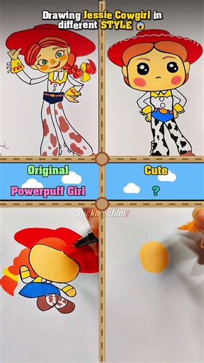 Drawing Jessie Cowgirl in Different Style #art #shorts #cartoon