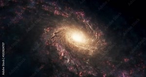 Spiral Galaxy Rotation 3 Dimensional With Millions Of Stars - 4K 3D Spiral Galaxy, Deep Space Exploration, Birth Of A Galaxy. 3D Milky Way Spiral Galaxy on Space Background 4K 3D abstract animation.