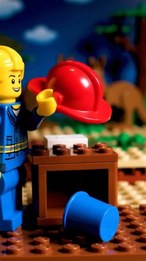 Lego Firefighter and a Lego fire hose nozzle