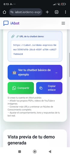con iabot.io puedes crear un chatbot y agente IA en menos de un minuto 😍😍