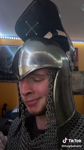 Medieval Knight Cosplay with Shiny Chainmail Helmet
