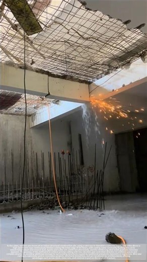 Concrete beam cutting – good tools and machinery improve work efficiency.