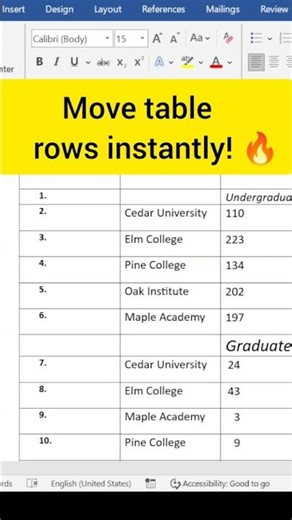 Move Rows in MS Word Without Cut & Paste! ⚡