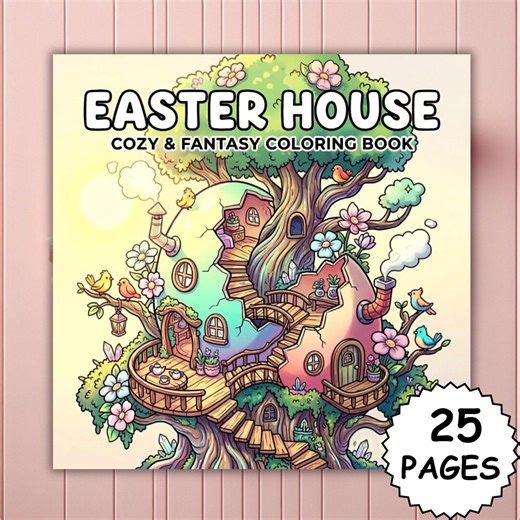 Easter Coloring Page, Easter Coloring Book – 25 Bold and Easy Cute and Cozy Easter House Coloring , Printable Spring Coloring PDF PNG - Etsy