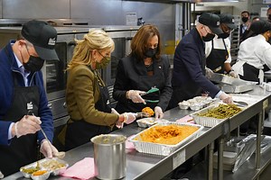 Biden, Harris, and spouses help at food pantry ahead of Thanksgiving