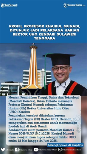 Profil Profesor Khairul Munadi, Ditunjuk Jadi Pelaksana Harian Rektor UHO Kendari Sulawesi Tenggara
