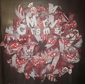 Merry Christmas Candy Cane Front Door Wreath - Etsy