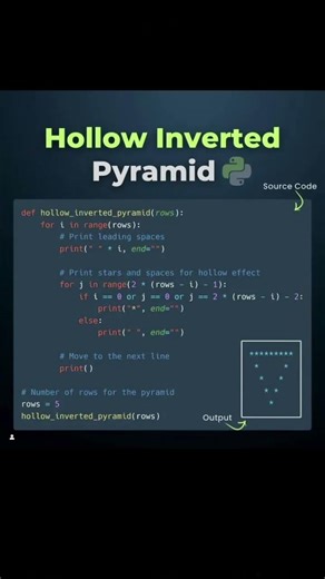 new code python hallow inverted pyramid#tech #codingbat #coding #education #coder #codeing#pythonic