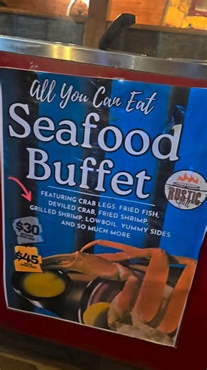 Come join us tonight! Delicious seafood buffet #seafoodbuffet #crablegs | The Rustic Grill