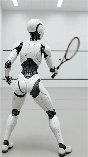 AI Pill Magic ⚡ The Robot Gains Skills Tennis Player #AIpill #robot #sports #ai #tennis
