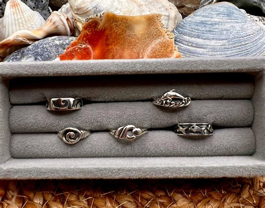 Solid Sterling Silver Adjustable Toe Ring: Surfer, Ocean, Dolphin, Waves/wanderlight COLLECTION - Etsy