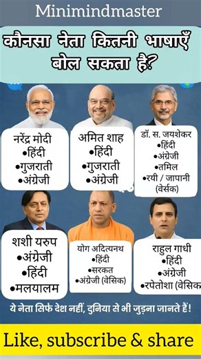 कौनसा नेता कितनी भाषाएँ बोल सकता है? 😱🗣️ How many languages can these indian leaders speak? #gk