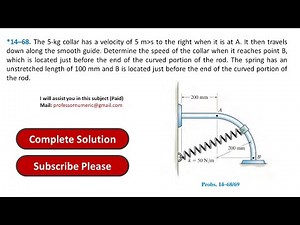 *14–68. The 5-kg collar has a velocity of 5 m/s to the right when | Engineering Mechanics Dynamics