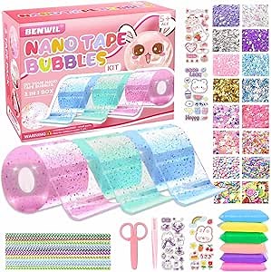 BENWIL Nano Tape Bubble Kit for Kids, Squishy Making Maker Kit, Birthday Gifts for 4 5 6 7 8 9 10 Year Old Girls Girl, Kids Toys for Girls 4-6 6-8 8-10 10-12