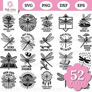 Dragonfly SVG Bundle: Boho Insect Clipart, Nature Silhouette (digital Download) - Etsy