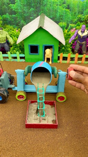 Mini Tractor Cement Mixer 🚜 | Real Working DIY Concrete Machine Pouring Pillar#shorts#youtubeshorts