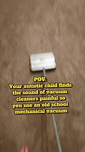 Helping Autistic Child with Old-School Mechanical Vacuum