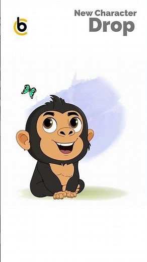 2d animated baby gorilla cartoon character vector art