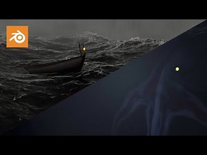 Blender - Filmic Stormy Ocean With Deep Sea Creature (4K UHD)