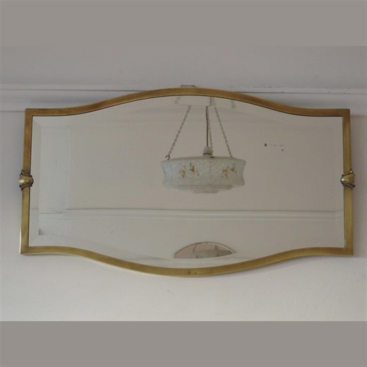 Antique Brass Framed Bevelled Mirror. Ready to Hang on Long New Chain - Etsy