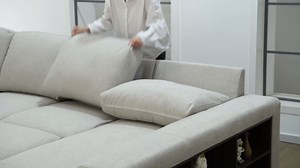 YUNLife&Home 7 Seater U-Shaped Modular Sectional Sofa,Oversized Sleeper Couch Convertible Tufted Cushion Corner Sofá with Pull Out Bed,Storage Chaise and Cabinet for Living Room Large Space