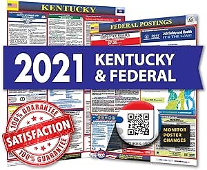 2021 Labor Law Poster - State and Federal Labor Law Posters for Workplace Compliance, Kentucky KY